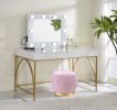 Lightmane Vanity Desk in White High Gloss &amp; Gold Finish AC00900