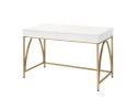 Lightmane Vanity Desk in White High Gloss &amp; Gold Finish AC00900
