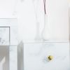 Glass Nightstand; Marble Nightstand with 3 Drawers; Side Table for Bedroom; Living Room(Tempered Glass)