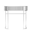 Mirrored Vanity Table; Mirrored Dressing Table; Stainless Steel Glossy Frame Desk for Bedroom Studio Office(Gray Striped Mirrored)