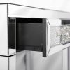 Mirrored Desk Vanity Makeup Table with Crystal Diamond; Mirror; MDF Dressing Table with 2 Drawer Vanity Desk for Women Girls Home Office
