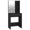 Dressing Table with LED Black 23.6"x15.7"x55.1"