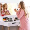 Wooden Mirror Vanity Desk Makeup Table; White