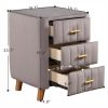 Bedroom Upholstery Nightstand with Three Drawers