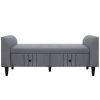 Upholstered Wooden Storage Ottoman Bench with 2 Drawers For Bedroom; Fully Assembled Except Legs and Handles; Gray