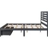 Full Size Platform Bed with Drawers; Gray