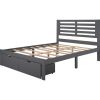 Full Size Platform Bed with Drawers; Gray