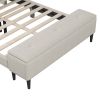 Upholstered Storage Bed Frame with Storage Ottoman Bench; No Box Spring Needed; Queen; Beige