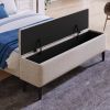 Upholstered Storage Bed Frame with Storage Ottoman Bench; No Box Spring Needed; Queen; Beige