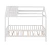Twin Size Wood House Bed with Fence; White