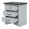 Nightstand with 3 Drawers and USB Charging Ports; Living Room; Bedroom; Gray