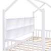 Wooden Twin Size House Bed with 2 Drawers; Kids Bed with Storage Shelf; White