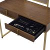 Coleen Vanity Desk w/Mirror &amp; Jewelry Tray in Walnut &amp; Gold Finish AC00670