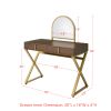 Coleen Vanity Desk w/Mirror &amp; Jewelry Tray in Walnut &amp; Gold Finish AC00665