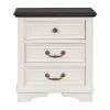 Nightstand with 3 Drawers and USB Charging Ports; Living Room; Bedroom; Beige