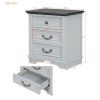 Nightstand with 3 Drawers and USB Charging Ports; Living Room; Bedroom; Gray