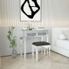 Mirrored Desk Vanity Makeup Table with Crystal Diamond; Mirror; MDF Dressing Table with 2 Drawer Vanity Desk for Women Girls Home Office