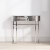 Mirrored Vanity Table; Mirrored Dressing Table; Stainless Steel Glossy Frame Desk for Bedroom Studio Office(Gray Striped Mirrored)