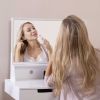 Wooden Mirror Vanity Desk Makeup Table; White