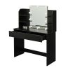 Modern Dressing table with 2 Drawers; 4 open shelves; Rectangular Makeup Table with Mirror; 10-lamp bulb; ; 42.52*15.75* 52.76inch; for Bedroom; Black