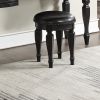 Bedroom Classic Vanity Set Wooden Carved Mirror Stool Drawers Black Color