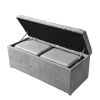 1 Piece Rectangular Storage Ottoman Short velvet with 2 Set Ottomans