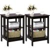 Set of 2 Multifunctional 3-Tier Nightstand Sofa Side Table with Reinforced Bars and Stable Structure